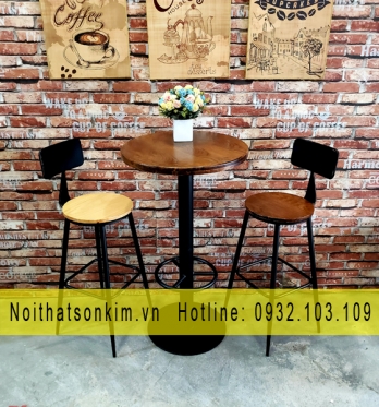 Bàn Ghế Cafe Chân Sắt BGC118