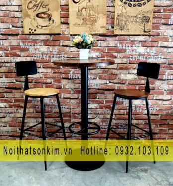 Bàn Ghế Cafe Chân Sắt BGC118
