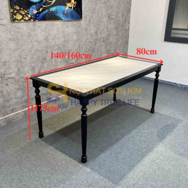 Bàn Ăn Louis Gỗ Đen Mặt Đá BC69