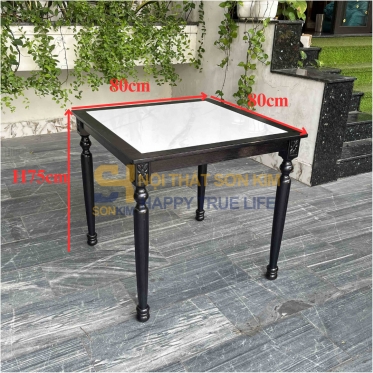 Bàn Ăn Louis Gỗ Đen Mặt Đá BC69