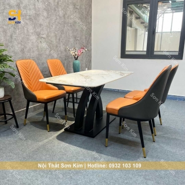 Bàn Ăn Mặt Đá Chân Sole Và Ghế Lix BGD55