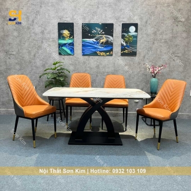 Bàn Ăn Mặt Đá Chân Sole Và Ghế Lix BGD55