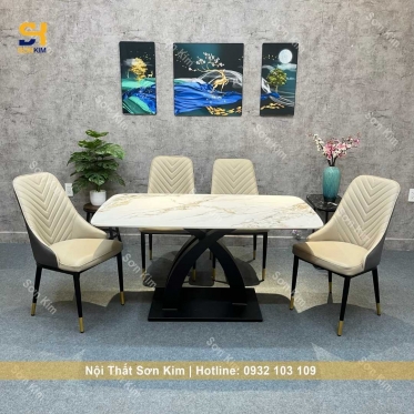 Bàn Ăn Mặt Đá Chân Sole Và Ghế Lix BGD55