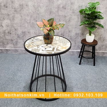 Bàn cafe chân sắt mặt tròn BC53 bàn cafe đơn giản tinh tế