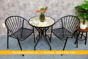 Bàn ghế cafe chân sắt BGC135 bộ bàn ghế cafe đẹp đơn giản