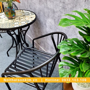 Bàn ghế cafe chân sắt BGC135 bộ bàn ghế cafe đẹp đơn giản