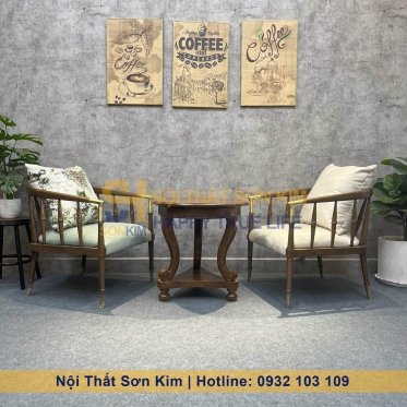 Bộ Bàn Ghế Cafe Caracole Beauty Indochine Gỗ Nâu BGC222