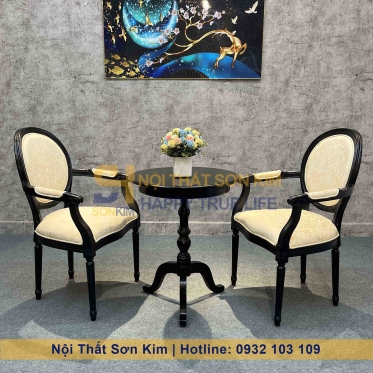 Bàn Ghế Café Louis Gỗ Đen BGC263