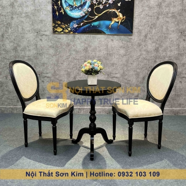 Bàn Ghế Café Louis Gỗ Đen BGC263