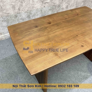 Bàn Rustic Chân Ghép Thanh Gỗ Nâu BC74
