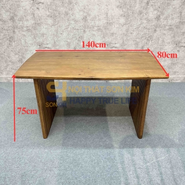 Bàn Rustic Chân Ghép Thanh Gỗ Nâu BC74