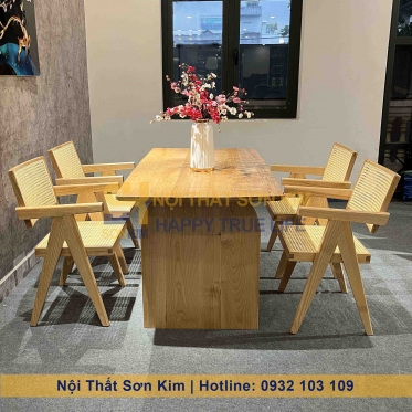 Bàn Rustic Chân Trơn - Ghế Vleg BGC268