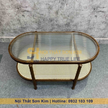 Bàn Sofa Đan Mây Mặt Kính Indochine BC76