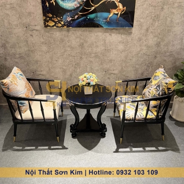 Bộ Bàn Ghế Cafe Caracole Beauty Indochine Gỗ Đen BGC221