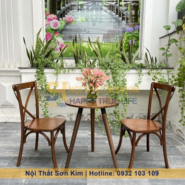 Bộ Bàn Ghế Café Gỗ Bistro Mới BGC225