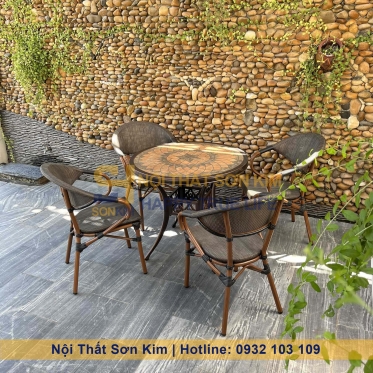 Bộ bàn ghế cafe nhôm đúc ngoài trời BGC236