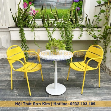 Bộ Bàn Ghế Sắt Ngoài Trời Mới BGC228