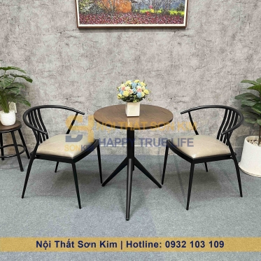Bộ Bàn Ghế Wishbone Sắt Café Mới BGC293