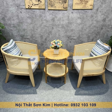 Bộ Ghế Cafe Harvey Gỗ Tự Nhiên Và Bàn Sofa Café BGC220