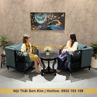 Bộ Sofa CHAWOO và bàn Sofa chân tiện gỗ đen BGC223