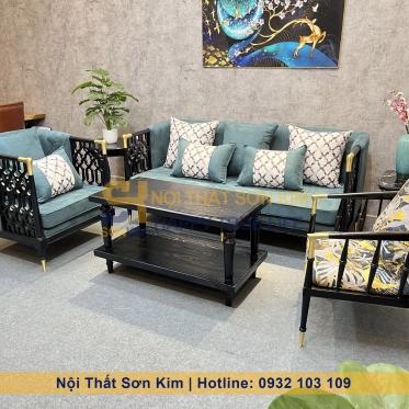Bộ Sofa CHAWOO và bàn Sofa chân tiện gỗ đen BGC223