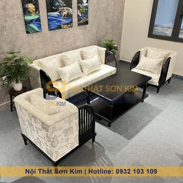 Bộ Sofa INDO và bàn Sofa chân tiện gỗ đen BGC250