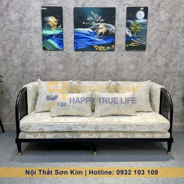 Bộ Sofa INDO và bàn Sofa chân tiện gỗ đen BGC250