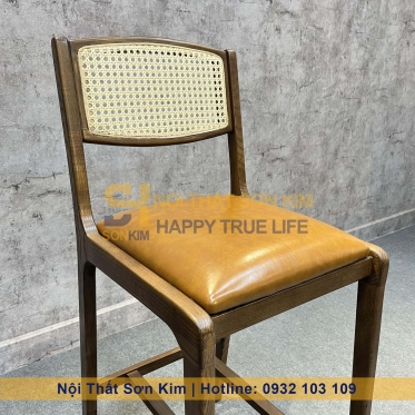 Ghế Bar Gỗ Lưng Mây GC166