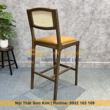 Ghế Bar Gỗ Lưng Mây GC166