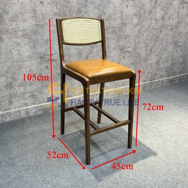Ghế Bar Gỗ Lưng Mây GC166