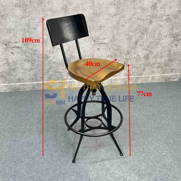 Ghế Bar Lưng Sắt Mặt Lòm GC176