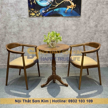 Ghế Kenedy và Bàn Trụ Gỗ Cao Su BGC270