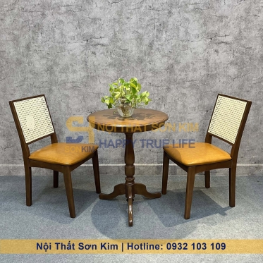 Ghế Mila Kêt Hợp Cùng Bàn Trụ Gỗ Cao Su BGC257