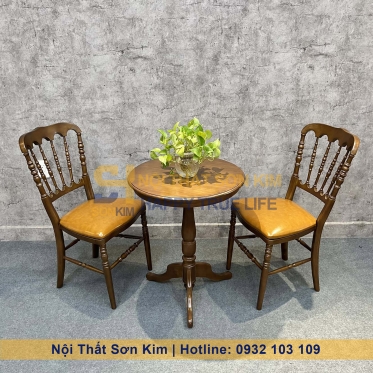 Ghế Napoleon Kêt Hợp Cùng Bàn Trụ Gỗ Cao Su BGC258