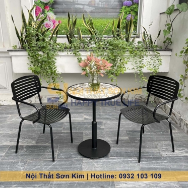 Ghế Tôn xẽ rãnh kết hợp với bàn café ngoài trời BGC246 Ghế Tôn xẽ rãnh kết hợp với bàn café ngoài trời BGC246