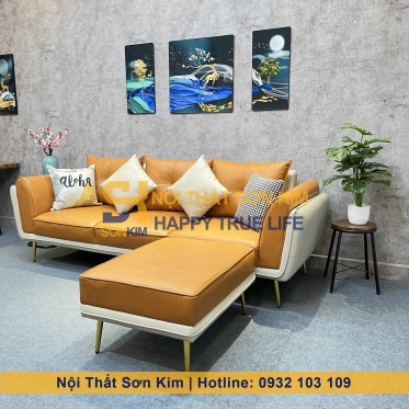 Sofa Gia Đình Bọc Da Hai Tay Vịn Sơn Kim BGC229