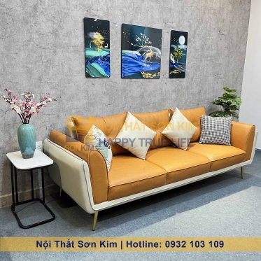 Sofa Gia Đình Bọc Da Hai Tay Vịn Sơn Kim BGC229