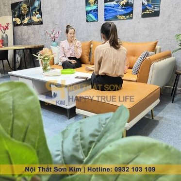 Sofa Gia Đình Bọc Da Hai Tay Vịn Sơn Kim BGC229