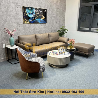Sofa Gia Đình Bọc Da Màu Xám BGC230