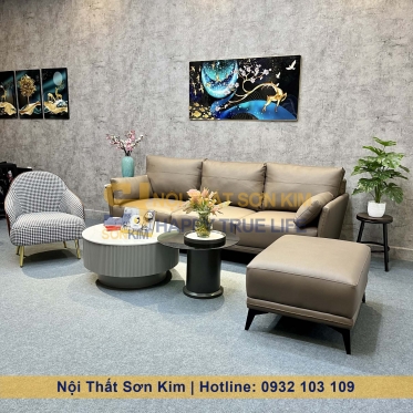 Sofa Gia Đình Bọc Da Màu Xám BGC230