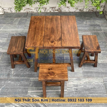 Bộ Bàn Ăn Băng Chữ A Gỗ Thông BGC275