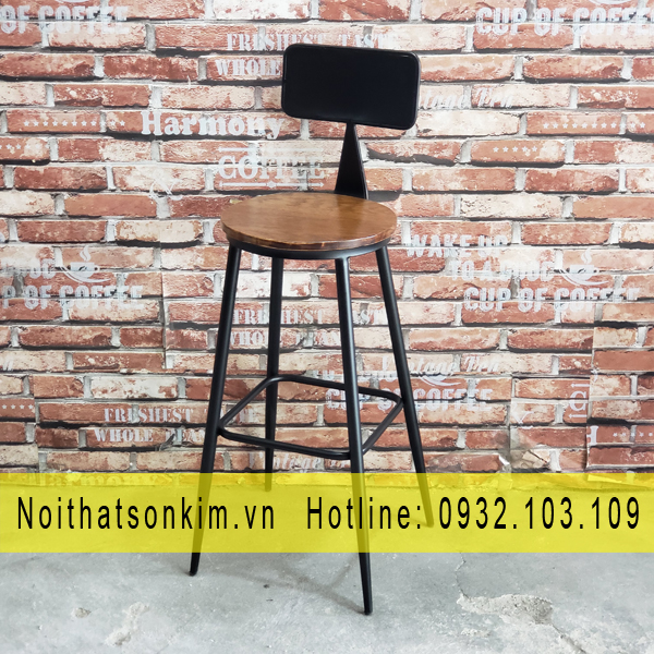 ghế cafe gỗ chân sắt