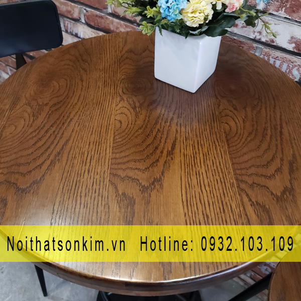 bàn ghế cafe gỗ chân sắt