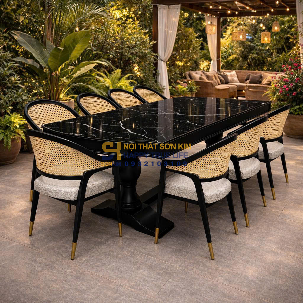kích thước bàn cafe hình chữ nhật các cỡ từ 2 đến 8 người