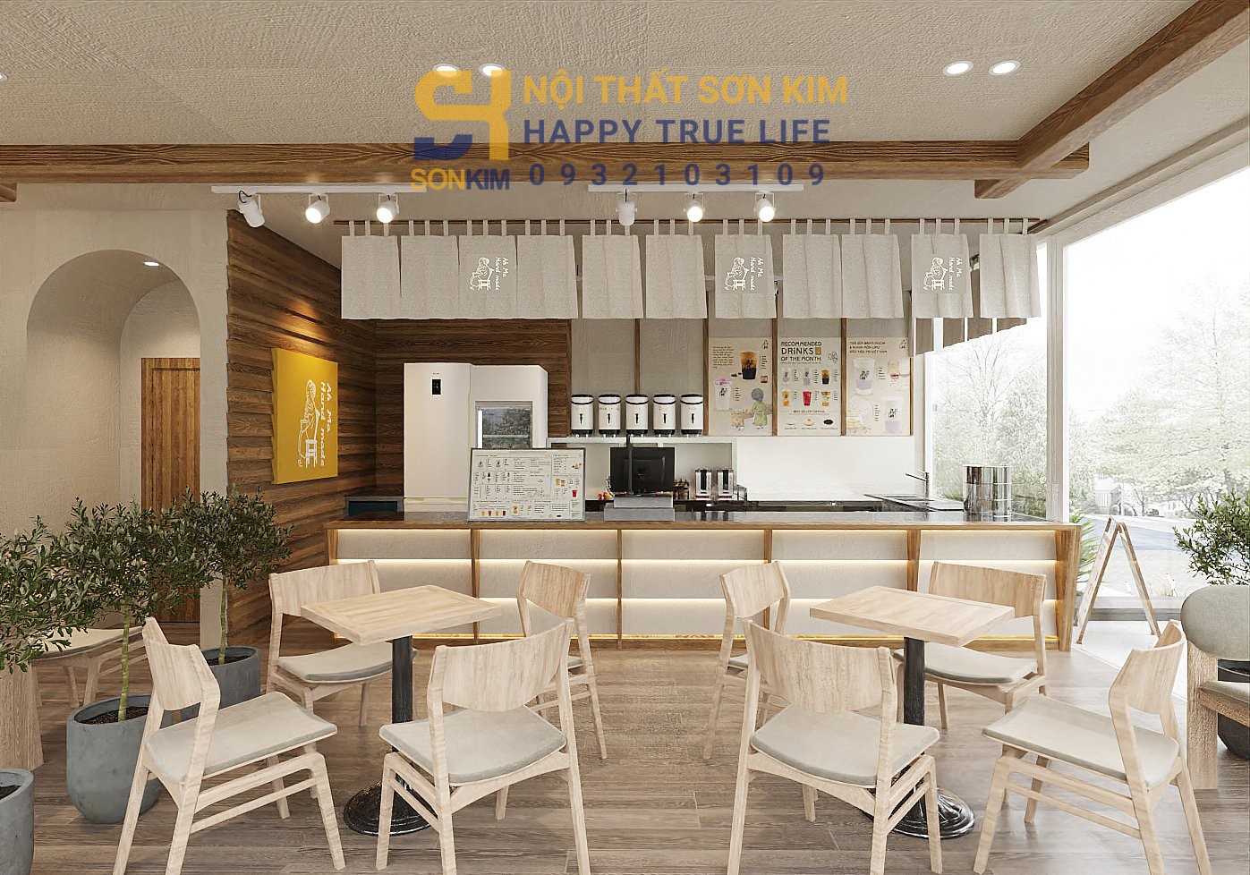 nội thất quán cafe nhỏ dưới 30m2 bố trí tối ưu