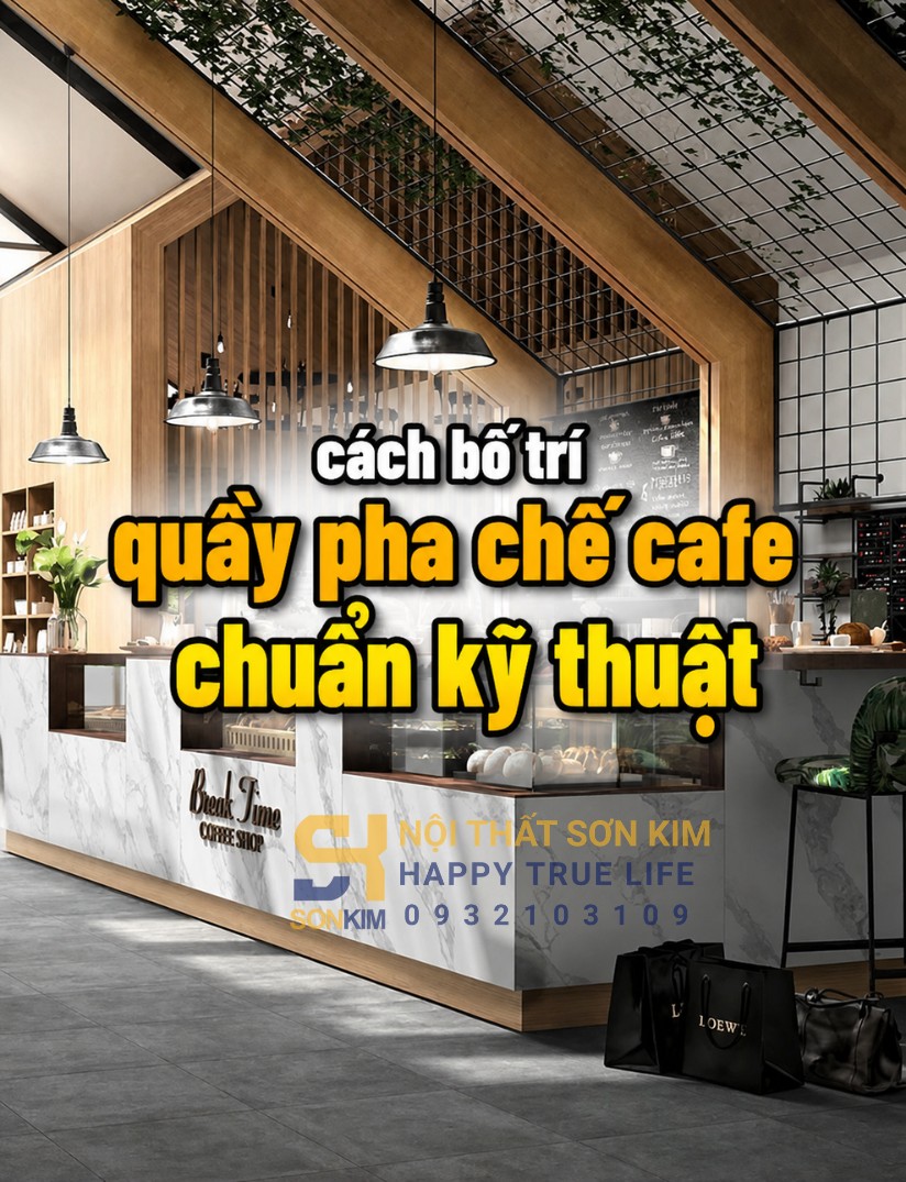 cách bố trí quầy pha chế cafe chuẩn kỹ thuật phân vùng ướt khô