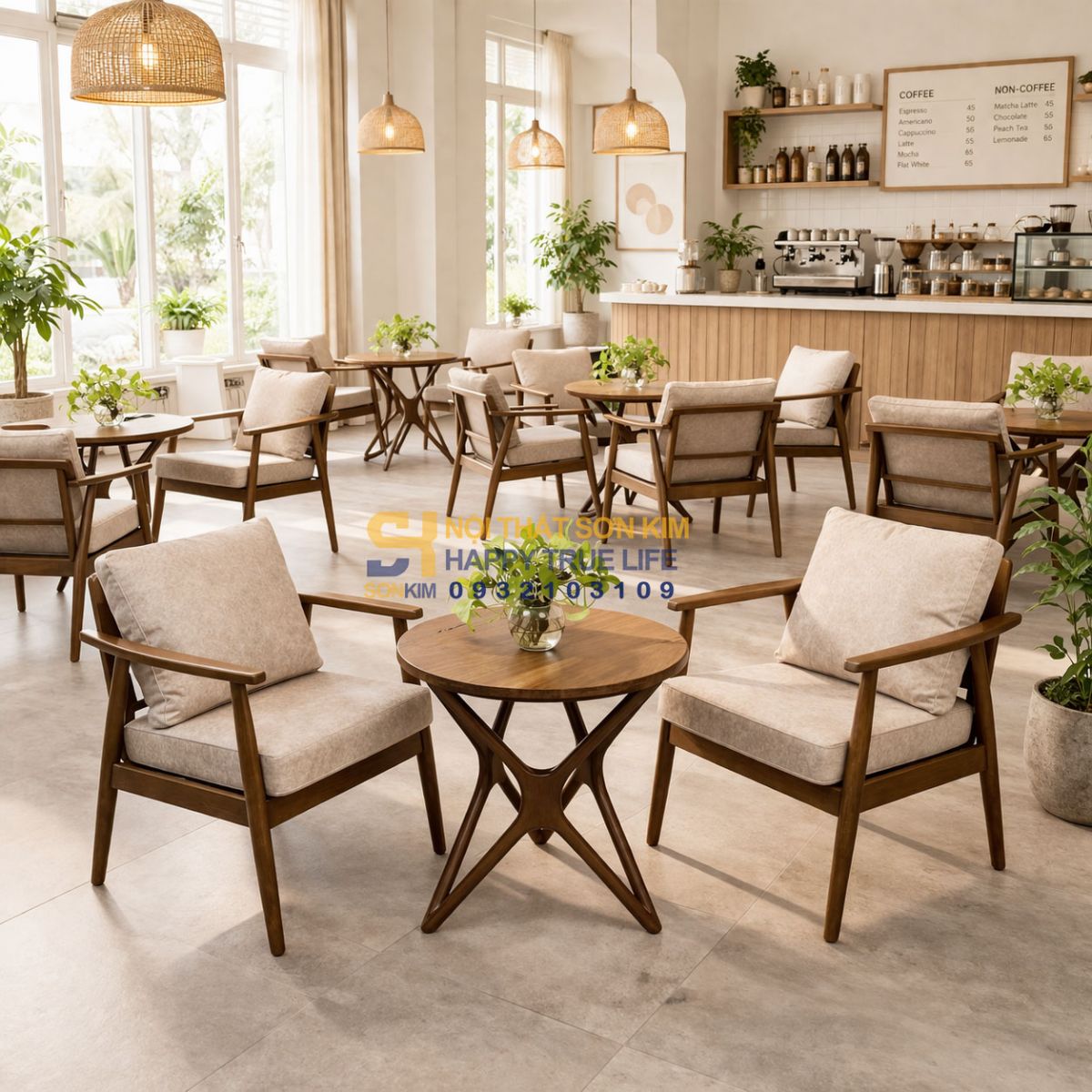 Ghế gỗ cafe đẹp nhiều mẫu mã tại xưởng Nội Thất Sơn Kim 2026