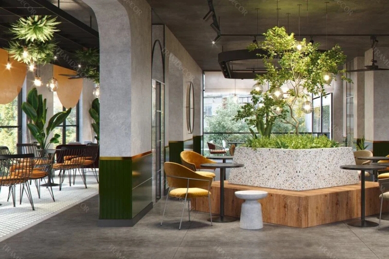 thiết kế quán cafe đẹp 2026 phong cách biophilic