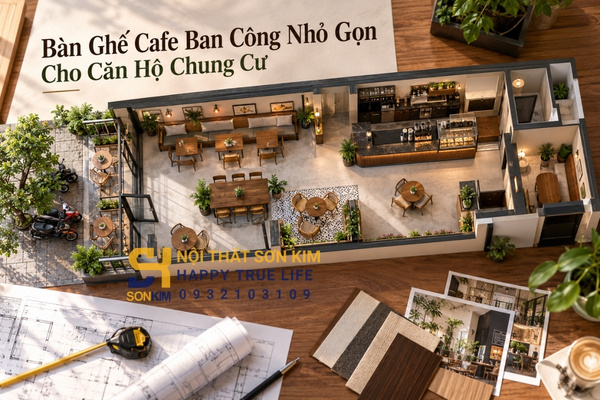 Bàn ghế cafe ban công nhỏ gọn cho căn hộ chung cư
