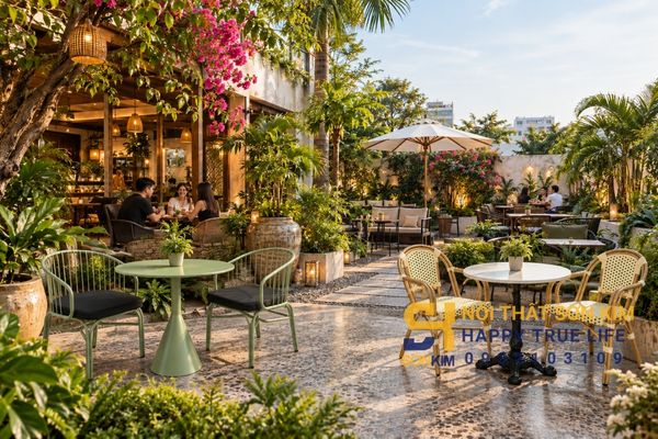 Bàn ghế quán cafe ngoài trời sân vườn